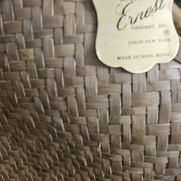 Vintage SIMON  1960’s  Large Straw Woven Handbag Bamboo Handles New Oldstock - Picture 8 of 8